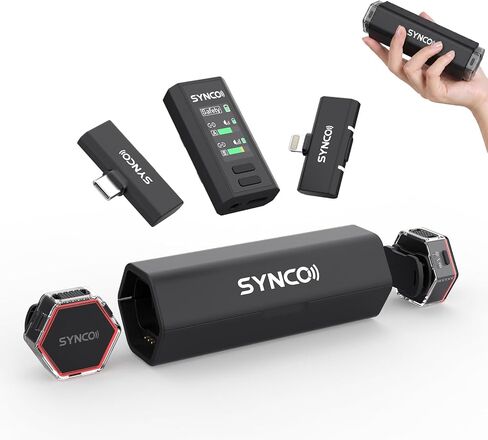 ميكروفون SYNCO اللاسلكي Lavalier، G2(A2) Pro 2.4G ميكروفون ثنائي التلبيب 656FT 8H لـ On Line Class Vlog Live Stream YouTube للكاميرا والكمبيوتر اللوحي الذكي، ميكروفون لاسلكي Lavalier-ثنائي القناة in Kuwait