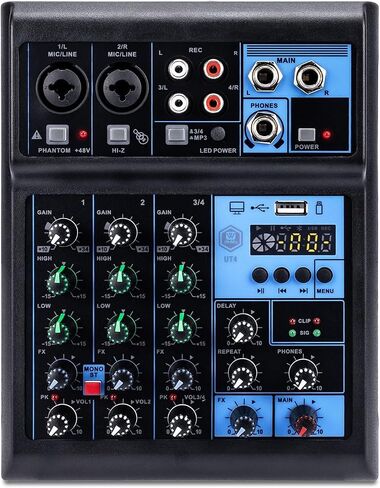 INMix W4 4 Channel dj Bluetooth Audio Mixer with Effects, USB Interface, Stereo Recording, 48V Phantom Power，Sound Mixing Board for Live, Wedding, Party, Recording Broadcast in Kuwait