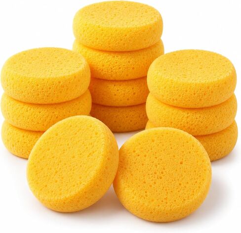 Pottery Sponges for Clay - 12 Pcs Tack Sponges for Cleaning Leather Art Sponges for Acrylic Painting Small Sponges Round Sponge Craft Sponges for Painting - Paint Sponges Pottery Sponge for Painting in Kuwait