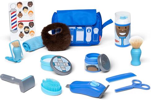 Melissa & Doug Barber Shop Pretend Play Set Shaving Toy for Boys and Girls Ages 3+ Wearable Beard and Shave Accessories for Role Play in Kuwait