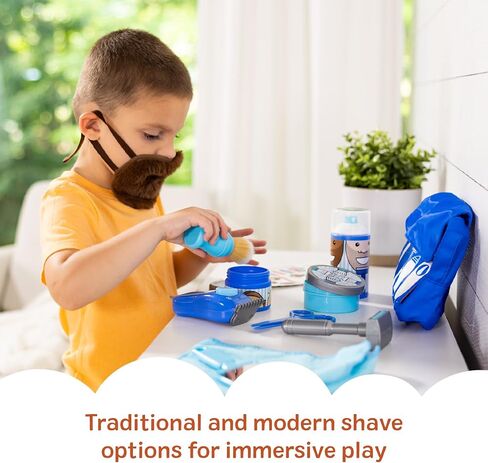 Melissa & Doug Barber Shop Pretend Play Set Shaving Toy for Boys and Girls Ages 3+ Wearable Beard and Shave Accessories for Role Play in Kuwait