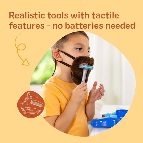 Melissa & Doug Barber Shop Pretend Play Set Shaving Toy for Boys and Girls Ages 3+ Wearable Beard and Shave Accessories for Role Play in Kuwait