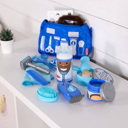 Melissa & Doug Barber Shop Pretend Play Set Shaving Toy for Boys and Girls Ages 3+ Wearable Beard and Shave Accessories for Role Play in Kuwait