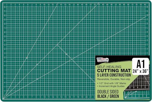U.S. Art Supply 24" x 36" WHITE/BLUE Professional Self Healing 5-6 Layer Double Sided Durable Non-Slip Cutting Mat Great for Scrapbooking, Quilting, Sewing and all Arts & Crafts Projects in Kuwait