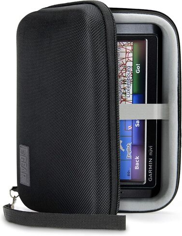 USA Gear Hard Shell Electronic Organizer Travel Case 7.5 Inch - GPS Cases with Accessory Pocket and Water Resistant Exterior Compatible with Garmin GPS, Chargers, and More Electronics - Black in Kuwait