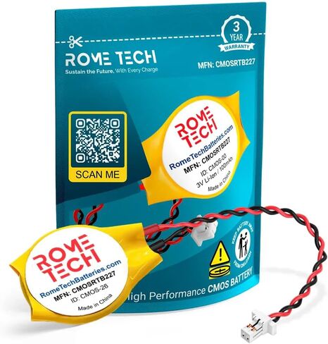 Rome Tech CR2016 CMOS Battery for Lenovo ThinkPad L13 Yoga Gen 2 (Type 20VL, 20VK) - 5B10S73571 - BIOS RTC 3V CR 2016 CMOS Battery with 2 Pin 2 Wire Cable in Kuwait