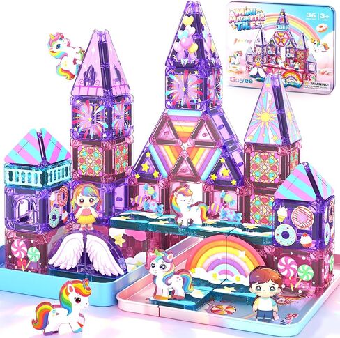 Magnetic Tiles Wintry Prints Winter Snow Toys for Ages 3-5 5-7 6-8 Magnet Building Blocks Kids Games Frozen Toys Gifts for 3 4 5 6 7 8 + Years Old Girls Boys in Kuwait