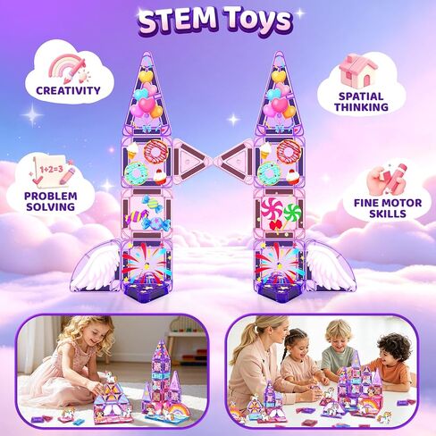 Magnetic Tiles Wintry Prints Winter Snow Toys for Ages 3-5 5-7 6-8 Magnet Building Blocks Kids Games Frozen Toys Gifts for 3 4 5 6 7 8 + Years Old Girls Boys in Kuwait