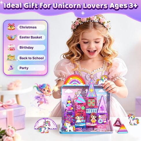 Magnetic Tiles Wintry Prints Winter Snow Toys for Ages 3-5 5-7 6-8 Magnet Building Blocks Kids Games Frozen Toys Gifts for 3 4 5 6 7 8 + Years Old Girls Boys in Kuwait