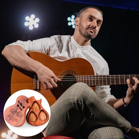 Guitar Picks Holder with 3pcs Guitar Picks Medium Christmas Gifts for Dad from Daughter Sons-Best Dad Ever in Kuwait