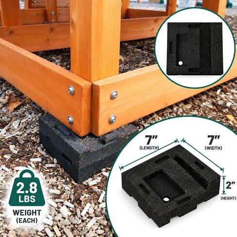 Swing Set Anchor Leveling Kit :: Includes Four Large Molded Rubber Blocks with Stakes and Hardware for Installation in Kuwait