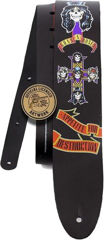 Perri's Leathers Ltd.- Guitar Strap- Direct To Leather- Official Licensing GUNS N ROSES- Adjustable - For Acoustic/Bass/Electric Guitars - Made in Canada (DTL25GR-11008) in Kuwait