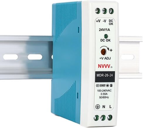 NVVV MDR-20-24 AC to DC DIN-Rail Power Supply, 24V, 1 Amp, 24W, 1.5" in Kuwait