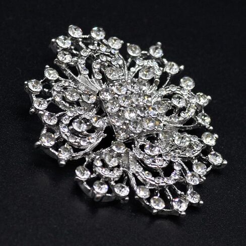 Belagio Enterprises 2-1/2-inch x 3-inch Rhinestone Brooch 1 Piece, Silver/Crystal in Kuwait