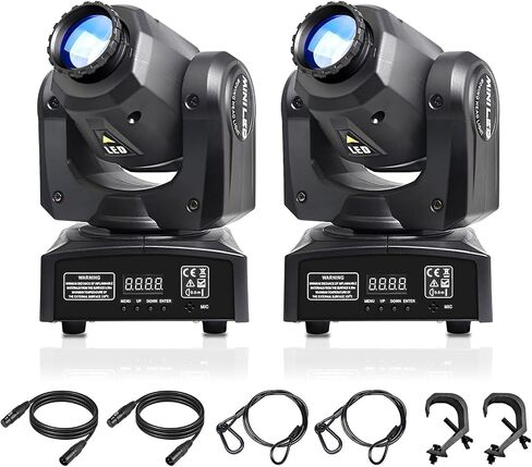 (2pack) LED Moving Head Light Mini 30W DJ Moving Head GOBO Light with 8 Gobos and 8 Colors, DMX and Sound Activation Dj Spotlight for Wedding, DJ, Party, Club, Disco, Beam Lights in Kuwait