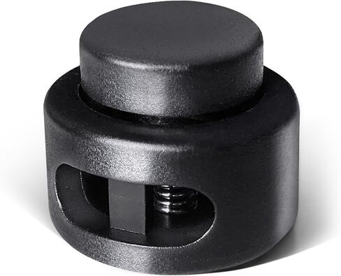 AQRINGO Plastic Cord Locks Double Hole Spring Toggle Stopper Cord Stops Fastener Toggles for Shoelaces, Drawstrings, Paracord, Bags, Clothing, and More (10Pcs, Black) in Kuwait