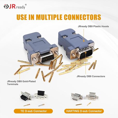 JRready ST6238 DB9 Accessories Connectors Female to Male 9 Pin D-SUB Crimp Type Connector 20 Female and 20 Male… in Kuwait