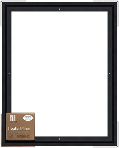 Ampersand Floaterframe Readymade Frame for Flat and 1 1/2" Deep Wood Panel and Canvas Artwork, Paintings, Prints, and More, 16"x20", Black Bold in Kuwait