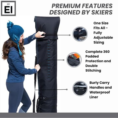 Element Equipment Padded Ski Bag Adjustable One Size Fits All Travel Ski Bag in Kuwait