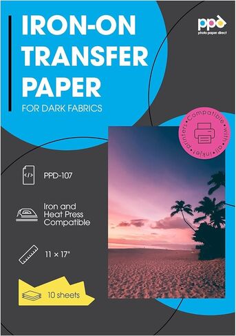 بي بي دي ورق نقل تي شيرت خفيف فاخر قابل للكي مقاس 11 × 17 عبوة من 10 ورقات (PPD007-10) in Kuwait