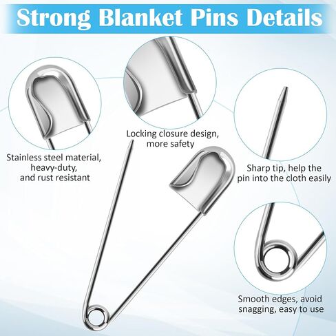 Coitak Large Safety Pins, 5 inch, 10 PCS Stainless Steel, Silver Huge Strong XL, Extra Large Laundry Pins for Blankets in Kuwait