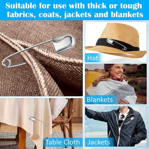 Coitak Large Safety Pins, 5 inch, 10 PCS Stainless Steel, Silver Huge Strong XL, Extra Large Laundry Pins for Blankets in Kuwait