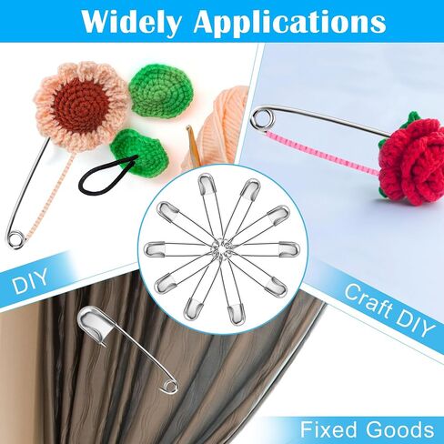 Coitak Large Safety Pins, 5 inch, 10 PCS Stainless Steel, Silver Huge Strong XL, Extra Large Laundry Pins for Blankets in Kuwait