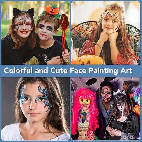 Face Painting Kit For Kids Party,22 Colors Face Paint Kit Includes Paint Tray,Sponges,Brushes and Stencils,Professional Face Painting Kit Non Toxic for Kids and Adults Halloween Makeup in Kuwait