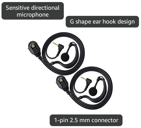 HYS Radio Earpiece Soft Rubber G Shape Earhook Law Enforcement Tactical Headset for Motorola Walkie Talkie T200TP T260 T100 T100TP T402 T460 T465 T600 T605 T800 Talkabout Radio(Pack of 2) in Kuwait