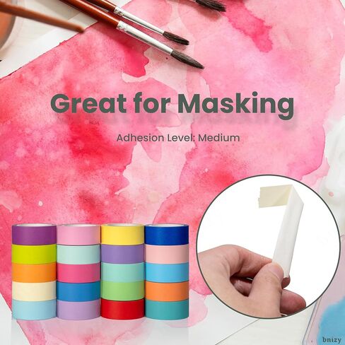 bnizy Colored Pastel Washi Paper Tape 1 Inch Wide– 7 Rolls, 273 Feet Total of Colorful Washi Tape Pack – Scrapbook Supplies for Kids, Art and Craft Projects, Decoration, Painting in Kuwait