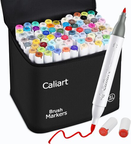 Caliart 81 Colors Alcohol Based Markers, Easter Basket Stuffers for Teens, Gifts for Teen Gifts Trendy Stuff, Dual Tip Permanent Artist Art Sketch Markers for Adults Coloring in Kuwait