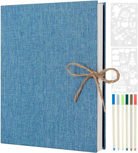 AIOR Photo Album Scrapbook 60 Pages Self Adhesive, Linen Cover Scrapbook Album, DIY Photo Album Book with 6 Metallic Pen for Kids Family Wedding Birthday Gift (Green) in Kuwait