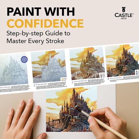 Castle Art Supplies 24 x 12ml Watercolor Paint Tube Set | Value for Adult Artists | Quality, Intense Colors | Just Squeeze The Tube, Mix with Water and Get Creative | in Delightful Presentation Box in Kuwait