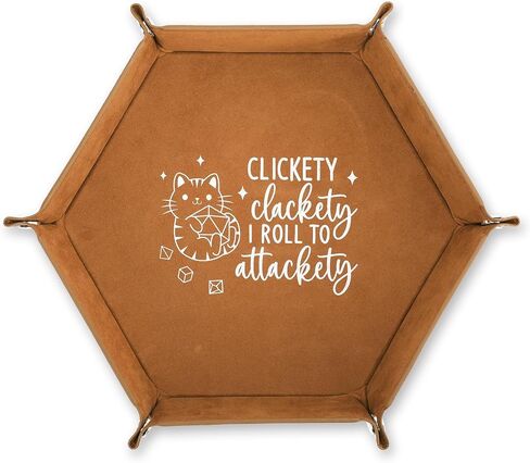 Leather Dice Tray for Rolling Novelty Cat Folding Hexagonal Dice Holder Dice Storage Accessories Desk Organizer Funny Gift for RPG, DND Game Players in Kuwait