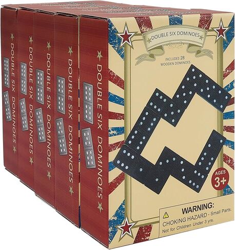 Offelec Double Six Dominoes, 28 Tile Colored Dots Domino Game Set with Tin Box, Classic Family Board Games for Kids, Adults and Families for 2-4 Players in Kuwait