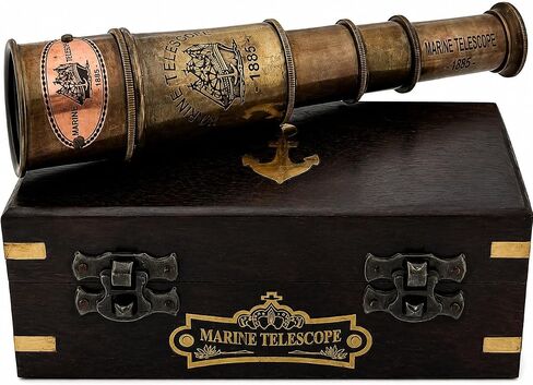 1920 DOLLOND London Brass Maritime Vintage Telescope, Nautical Spyglass Antique Mounted Solid Brass 15 Inch Pirate Telescope with Wooden Box. in Kuwait