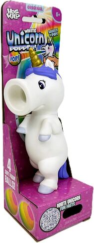 Hog Wild White Unicorn Popper Toy - Shoot Foam Balls Up to 20 Feet - 6 Rainbow Balls Included - Age 4+ in Kuwait