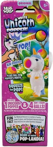 Hog Wild White Unicorn Popper Toy - Shoot Foam Balls Up to 20 Feet - 6 Rainbow Balls Included - Age 4+ in Kuwait