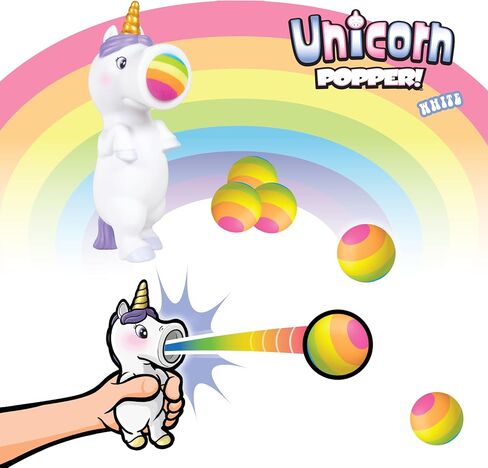 Hog Wild White Unicorn Popper Toy - Shoot Foam Balls Up to 20 Feet - 6 Rainbow Balls Included - Age 4+ in Kuwait