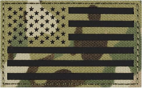 IR Infrared Reflective Tactical Patches of USA American Flag Reverse, with Hook and Loop for Backpacks Caps Hats Jackets Pants, Military Army Uniform Morale Emblems, Camo, Size 3x2 Inches in Kuwait