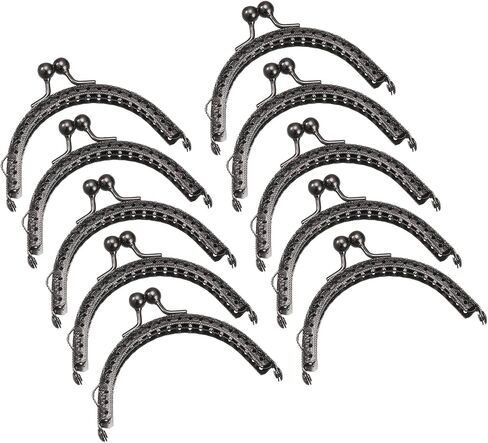 uxcell Metal Purse Frames - 4.1" 10Pcs Kiss Lock Clasp Frame Arch Embossed Clutch Frame for Coin Purse Bag Making DIY Craft, Bronze in Kuwait