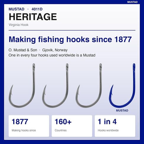 Mustad Classic Turned Down Ball Eye Hollow Point Virginia Hook (Pack of 100) in Kuwait
