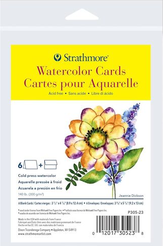 Strathmore 300 Series Watercolor Cards, Announcement Size, 3.5x4.875 inches, 6 Cards & Envelopes - Blank Greeting Cards for Weddings, Events, Birthdays, Holidays in Kuwait