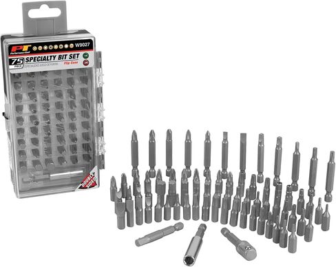 Performance Tool W9027 75-Piece Specialty Bit Driver Set with Multiple Fastener Styles for Most Common Jobs and Convenient Flip Case in Kuwait