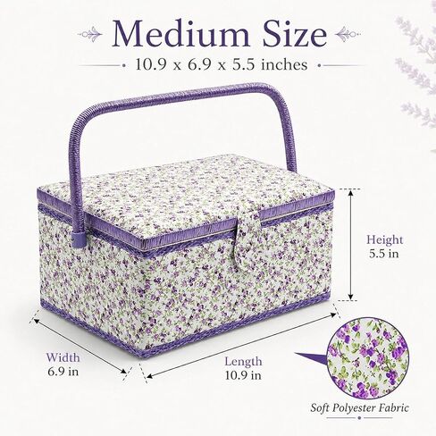 Medium Sewing Basket with Accessories, Sewing Storage Box with Supplies DIY Sewing Kits Christmas Gift for Beginner, Professional(black) in Kuwait