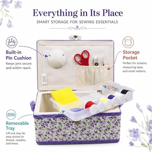 Medium Sewing Basket with Accessories, Sewing Storage Box with Supplies DIY Sewing Kits Christmas Gift for Beginner, Professional(black) in Kuwait