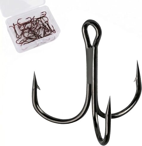 YATROUYS 100pcs Fishing Hook Treble Hooks High Carbon Treble Hooks Super Sharp Solid Size 2 4 6 8 10 12 Triple Barbed Steel Fish Hook in Kuwait