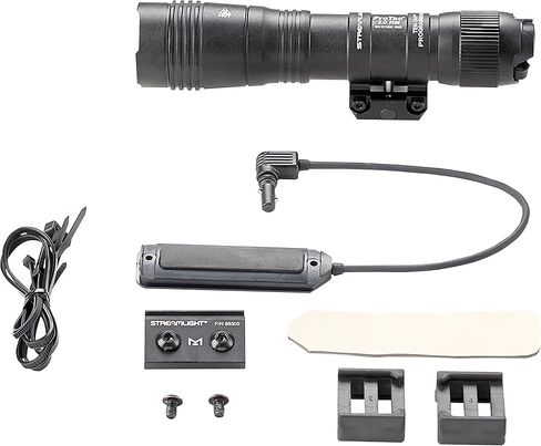 Streamlight 89009 ProTac 2.0 2000 Lumen Rail Mount High Lumen التكتيكية القابلة لإعادة الشحن مصباح يدوي طويل مثبت على الأسلحة مع مفتاح ضغط مستقيم، حزمة بطارية SL-B50 وسلك USB-C، أسود in Kuwait