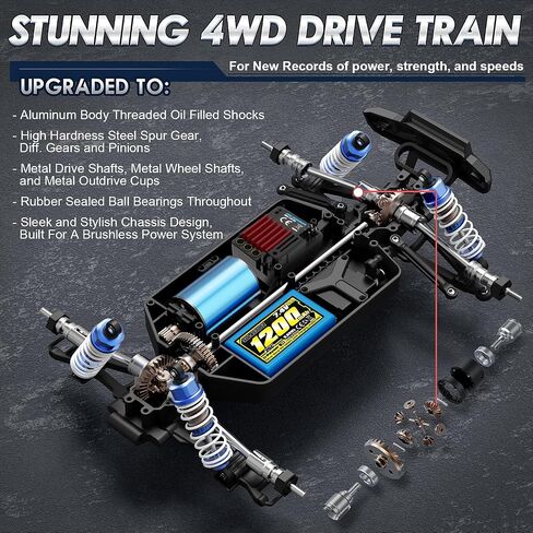 HAIBOXING 16890SA 1/16 مقياس 4WD بدون فرش RC Truck بحد أقصى 40 ميلاً في الساعة سيارات RC سريعة، جميع التضاريس سيارات RC مع ESC 4X4 مستقلة نصف شاحنة للطرق الوعرة للأولاد والكبار، بطارية 3S قابلة للتطبيق (غير متضمنة) in Kuwait