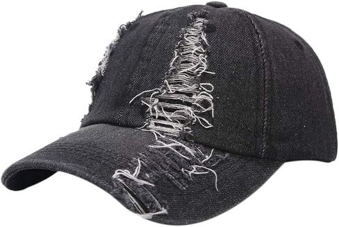 Kangqifen Unisex Ripped Distressed Denim Baseball Cap Trucker Hat Adjustable in Kuwait